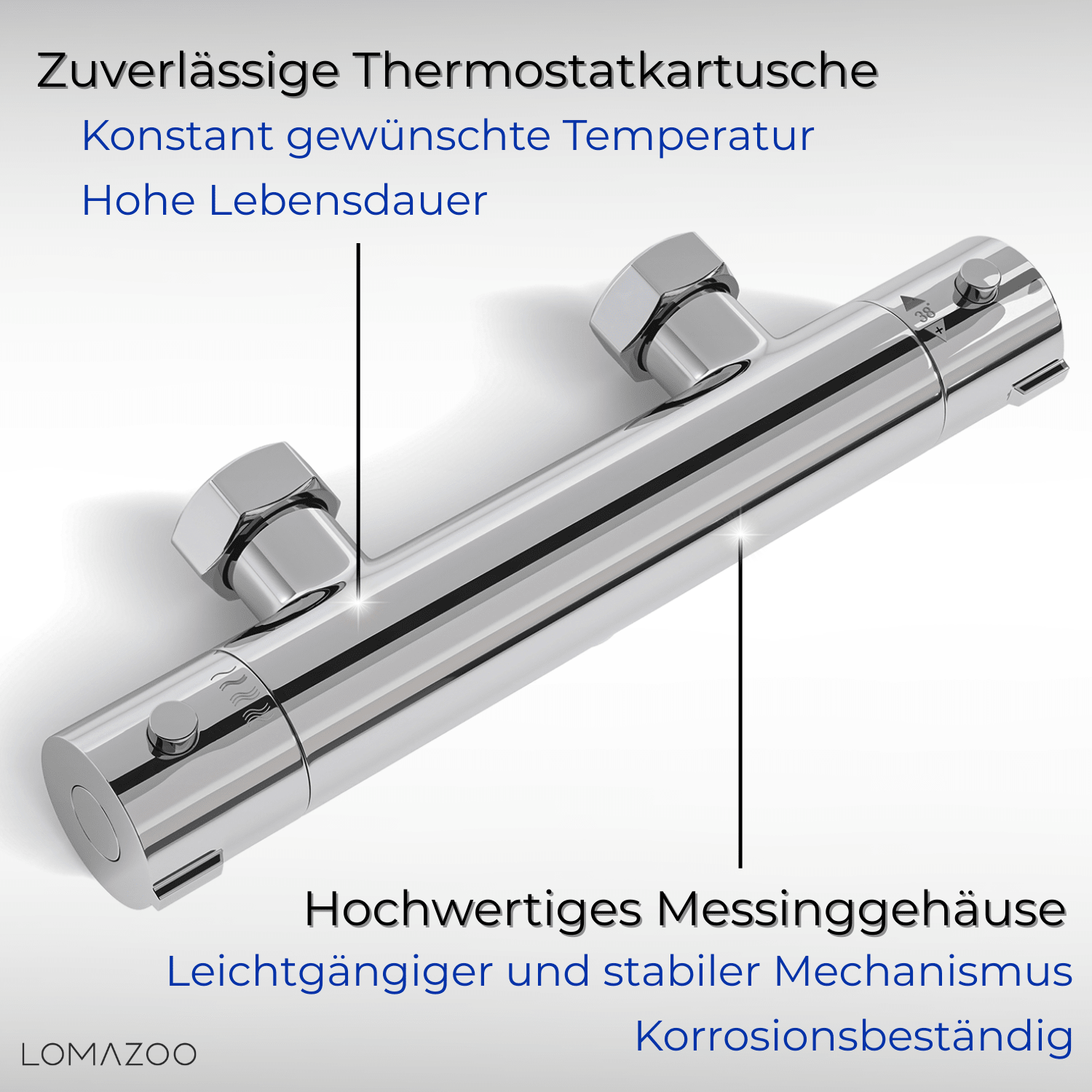 Thermostatische douchekraan Chroom - 15cm - lomazoo.com