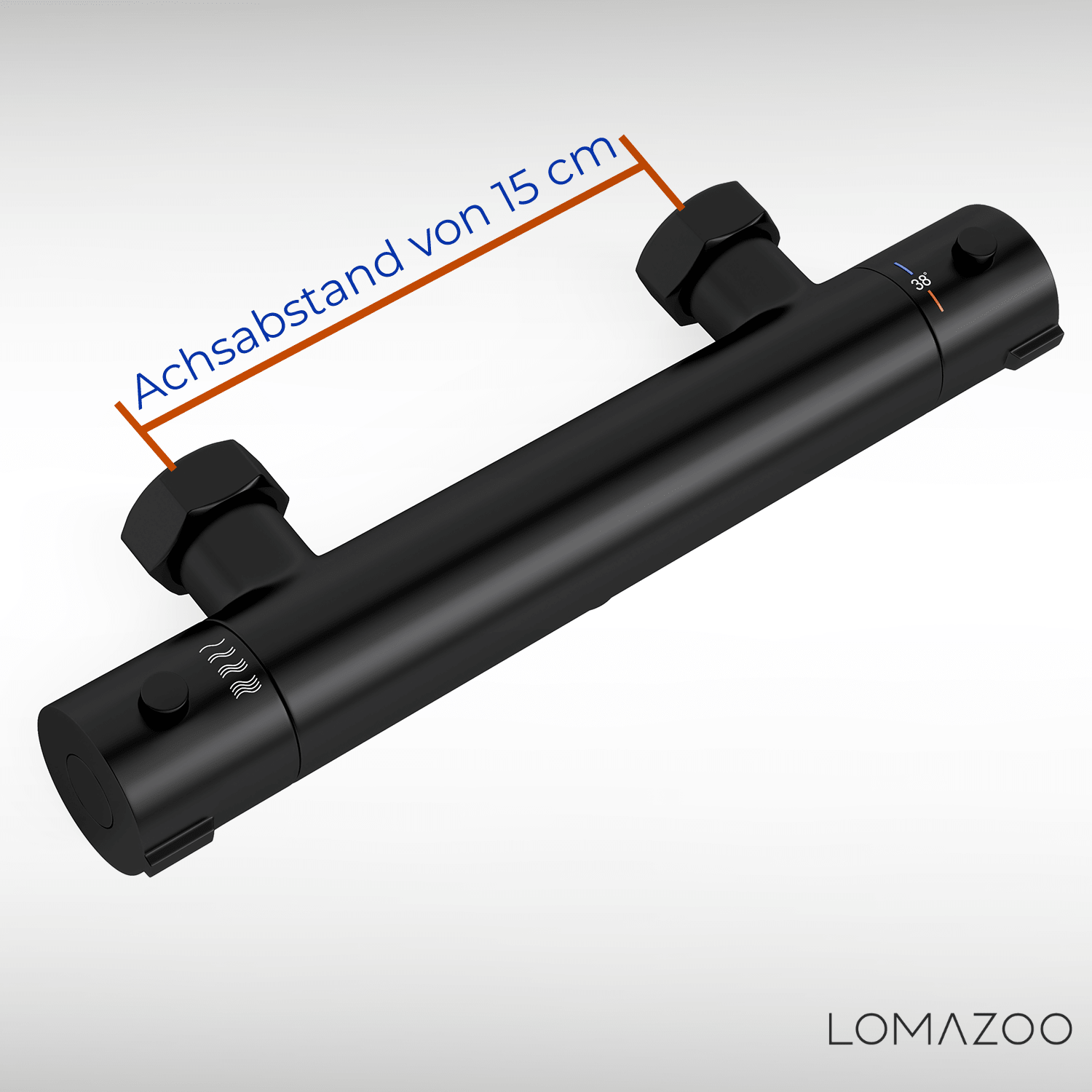 Thermostatische douchekraan Mat Zwart - 15cm - lomazoo.com