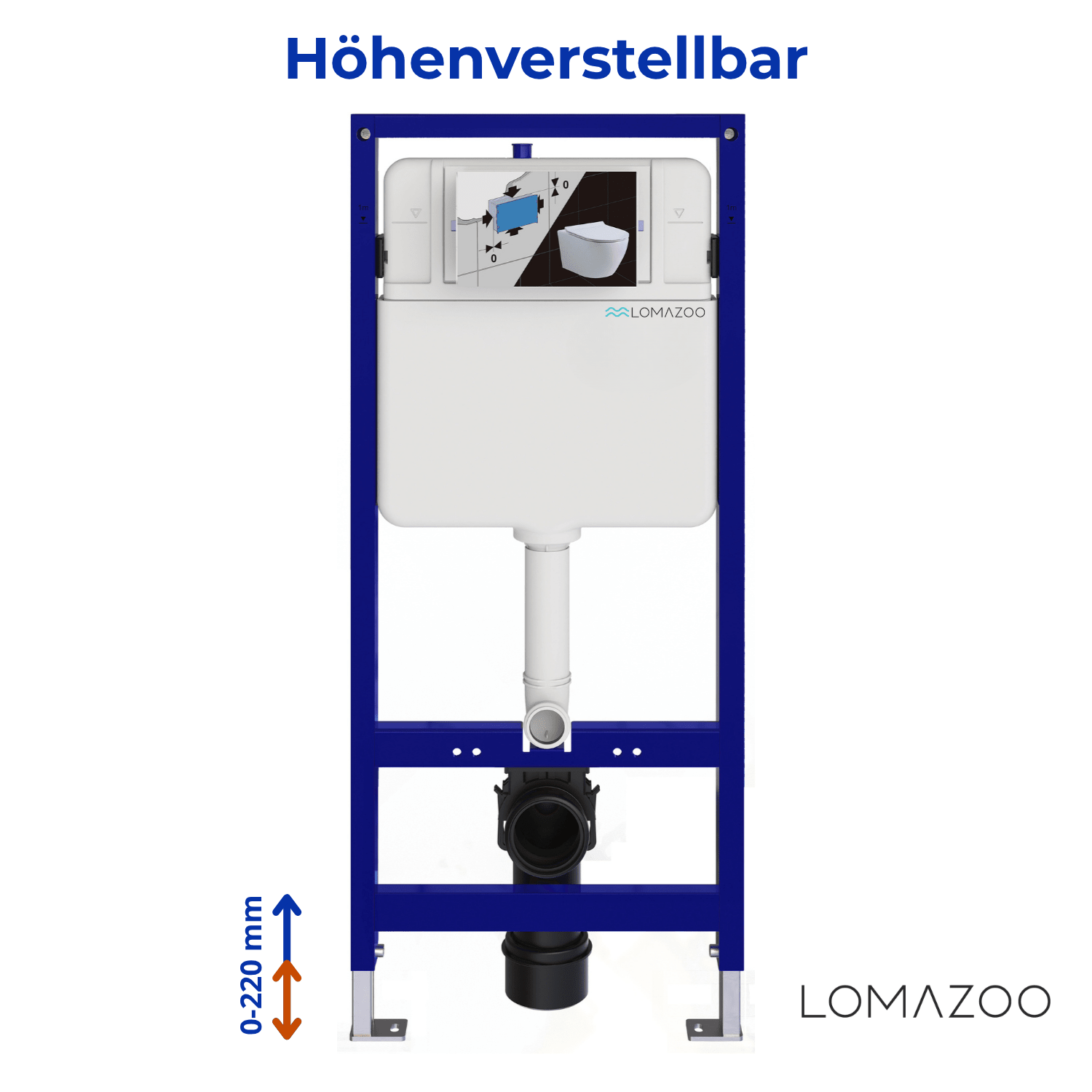 Hangtoilet met Inbouwreservoir - Vierkant Wit - Drukplaat Vierkant Wit - Linea - lomazoo.com