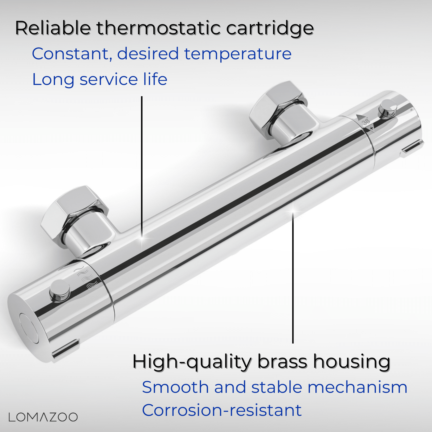 Thermostatische douchekraan Chroom - 15cm - lomazoo.com