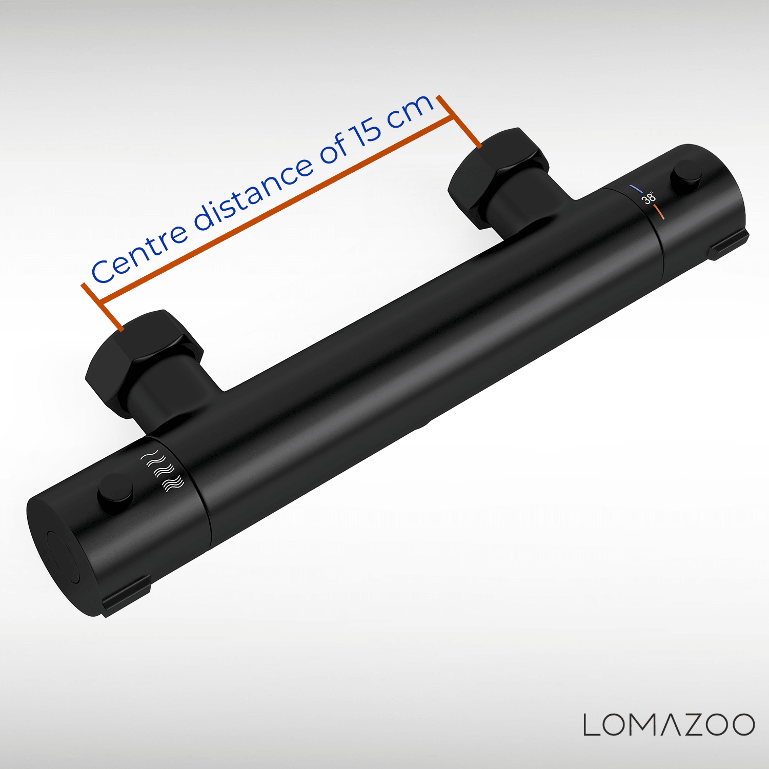 Thermostatische douchekraan Mat Zwart - 15cm - lomazoo.com