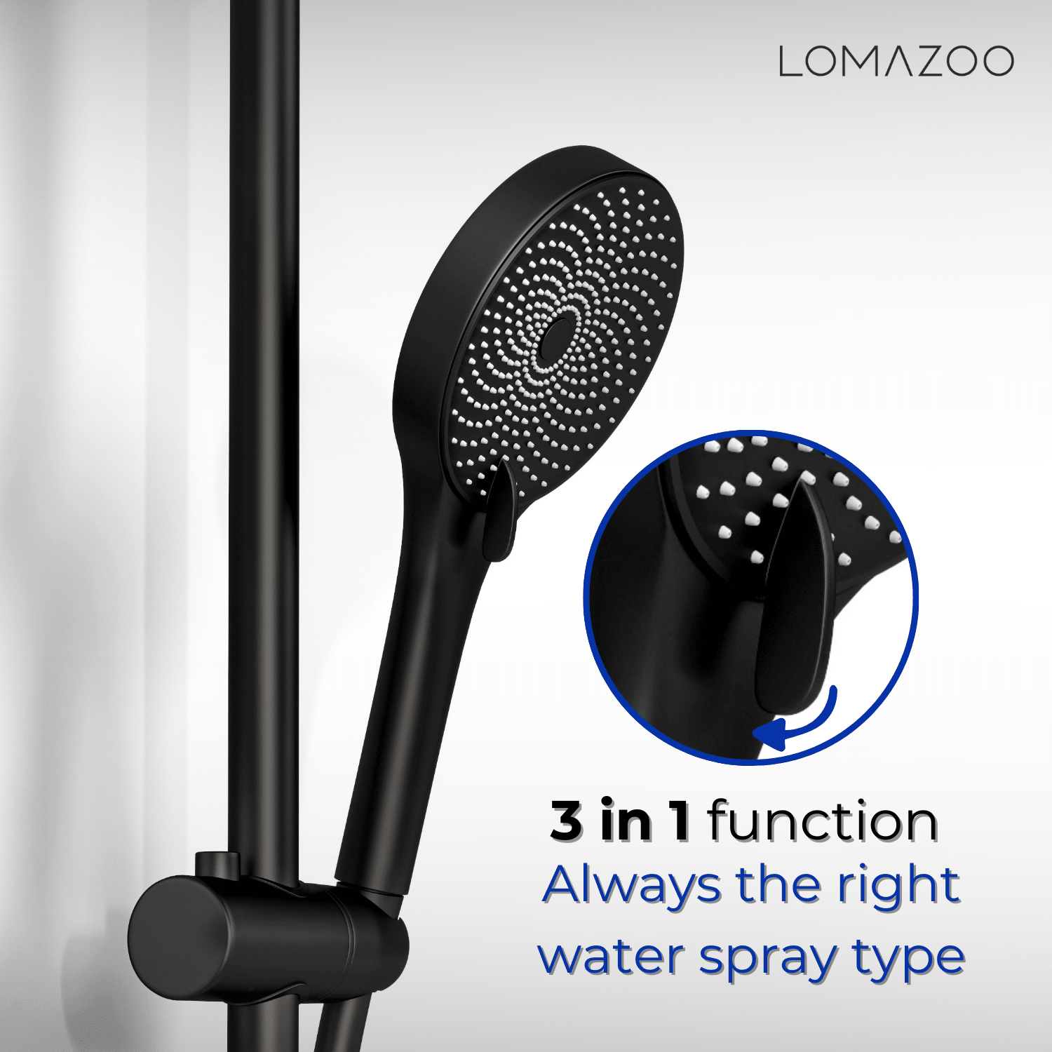 Handdouche Met Glijstang Zwart - lomazoo.com