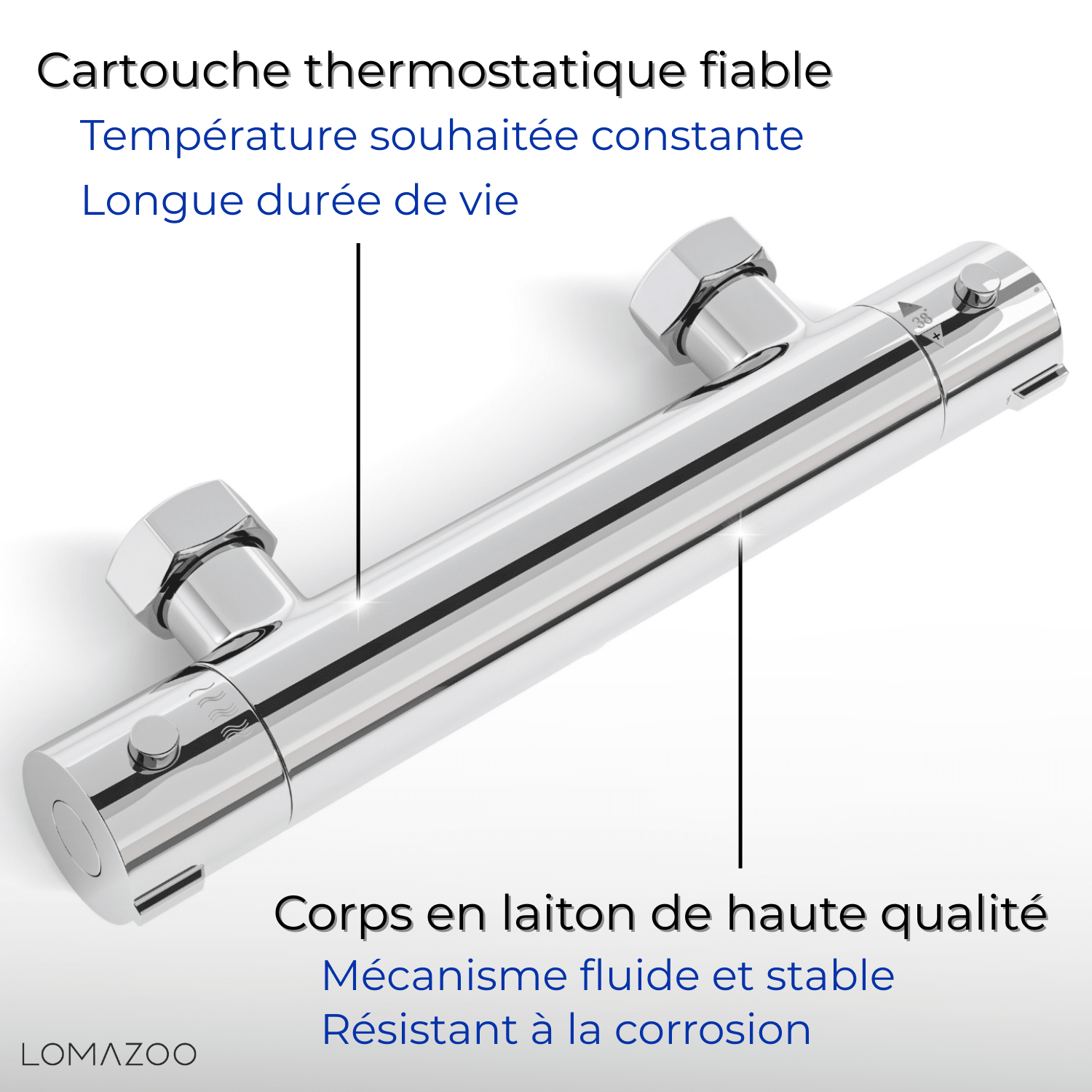 Thermostatische douchekraan Chroom - 15cm - lomazoo.com