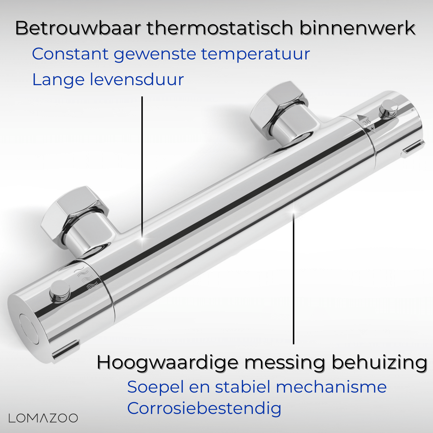 Thermostatische douchekraan Chroom - 15cm - lomazoo.com