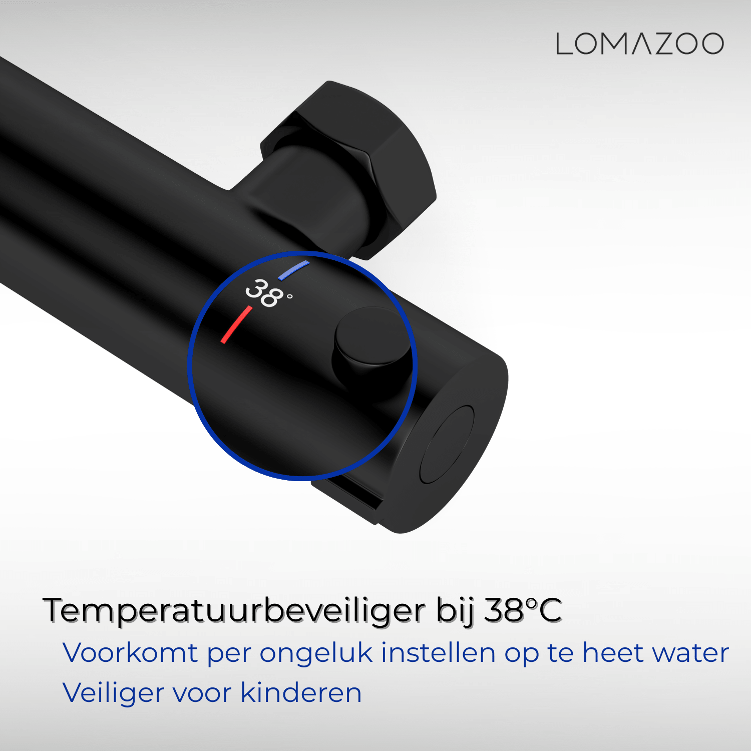 Thermostatische douchekraan Mat Zwart - 15cm - lomazoo.com