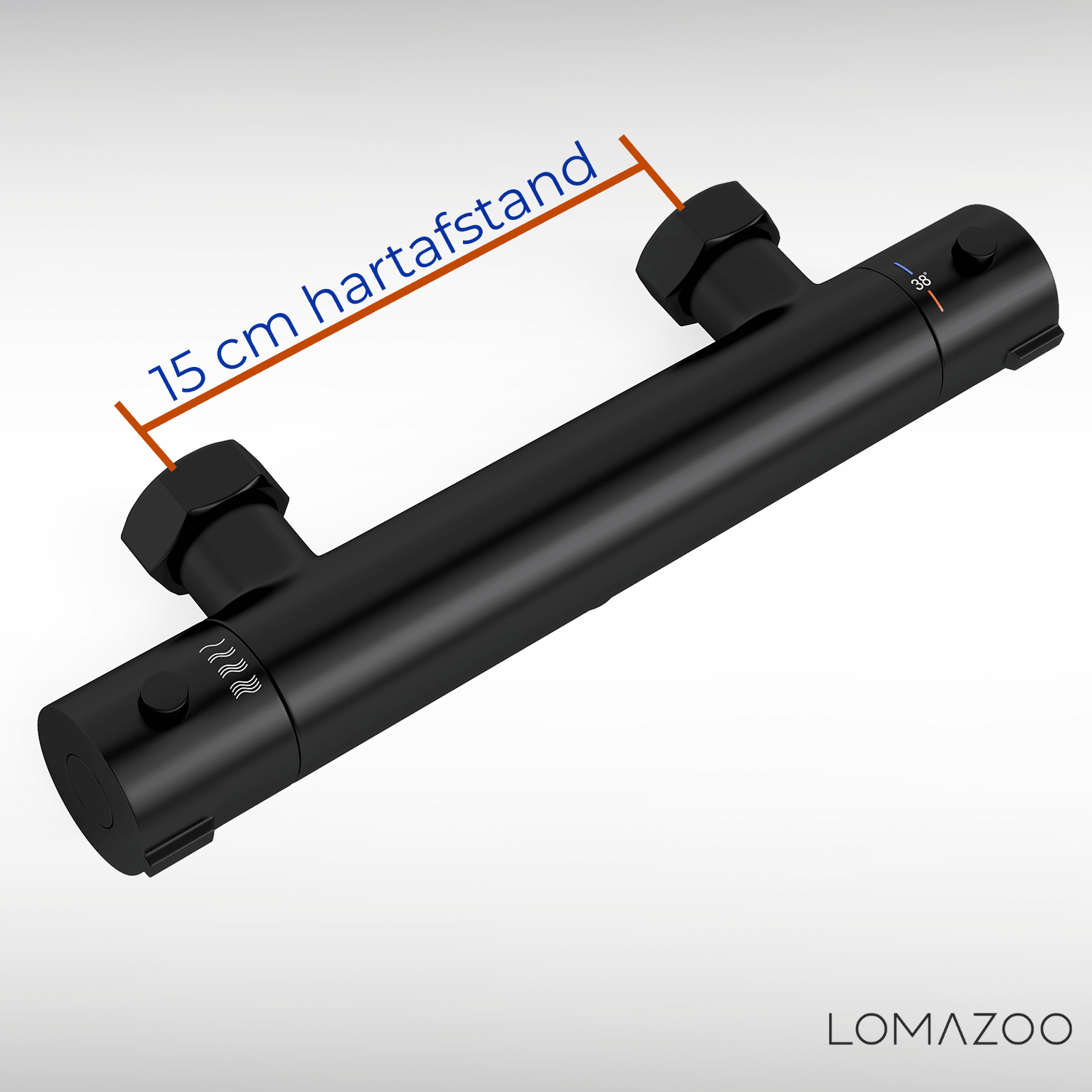 Thermostatische douchekraan Mat Zwart - 15cm - lomazoo.com