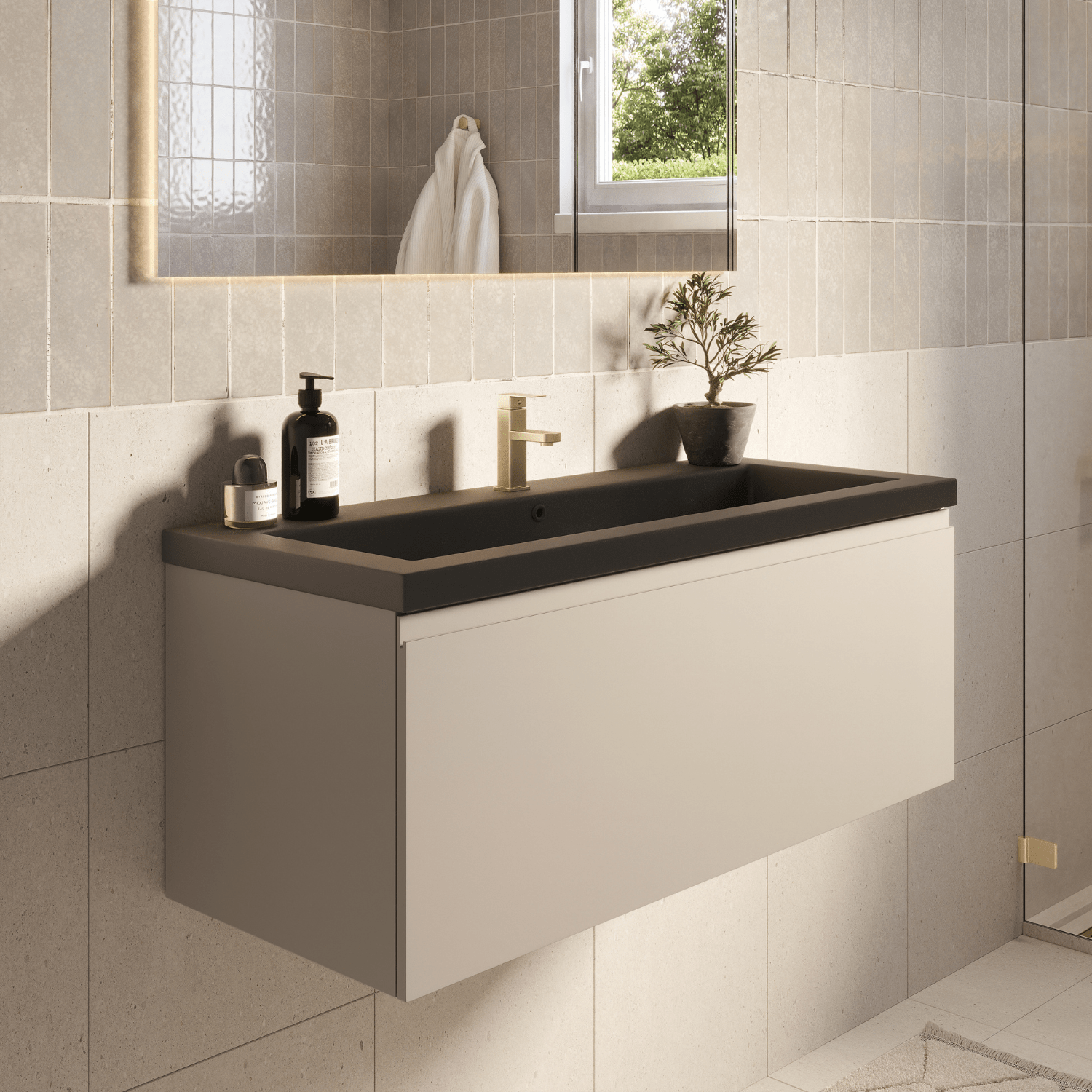 MODENA Greige - Wastafel Zwart - 100cm - lomazoo.com
