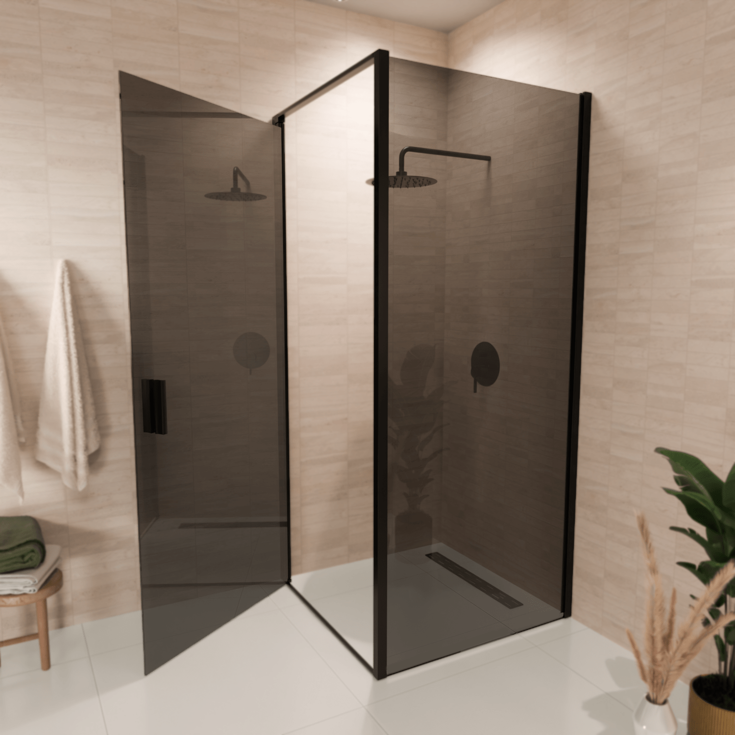 Douchecabine Bogota 90 x 90 x 200 cm - Zwart - Rookglas Nano Coating - lomazoo.com