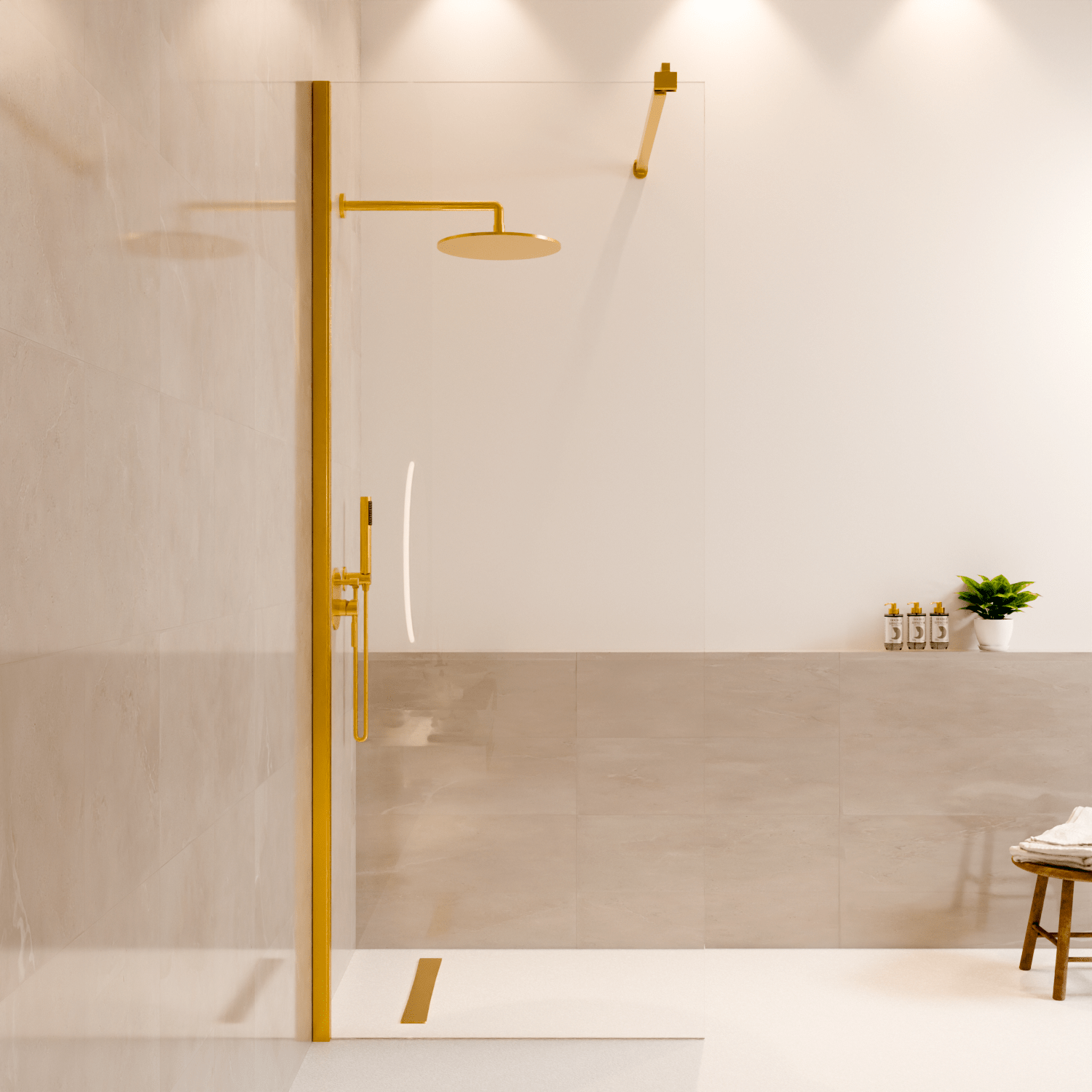Douchewand Lima 60 x 200 cm - Glanzend Goud - Nano Coating - lomazoo.com