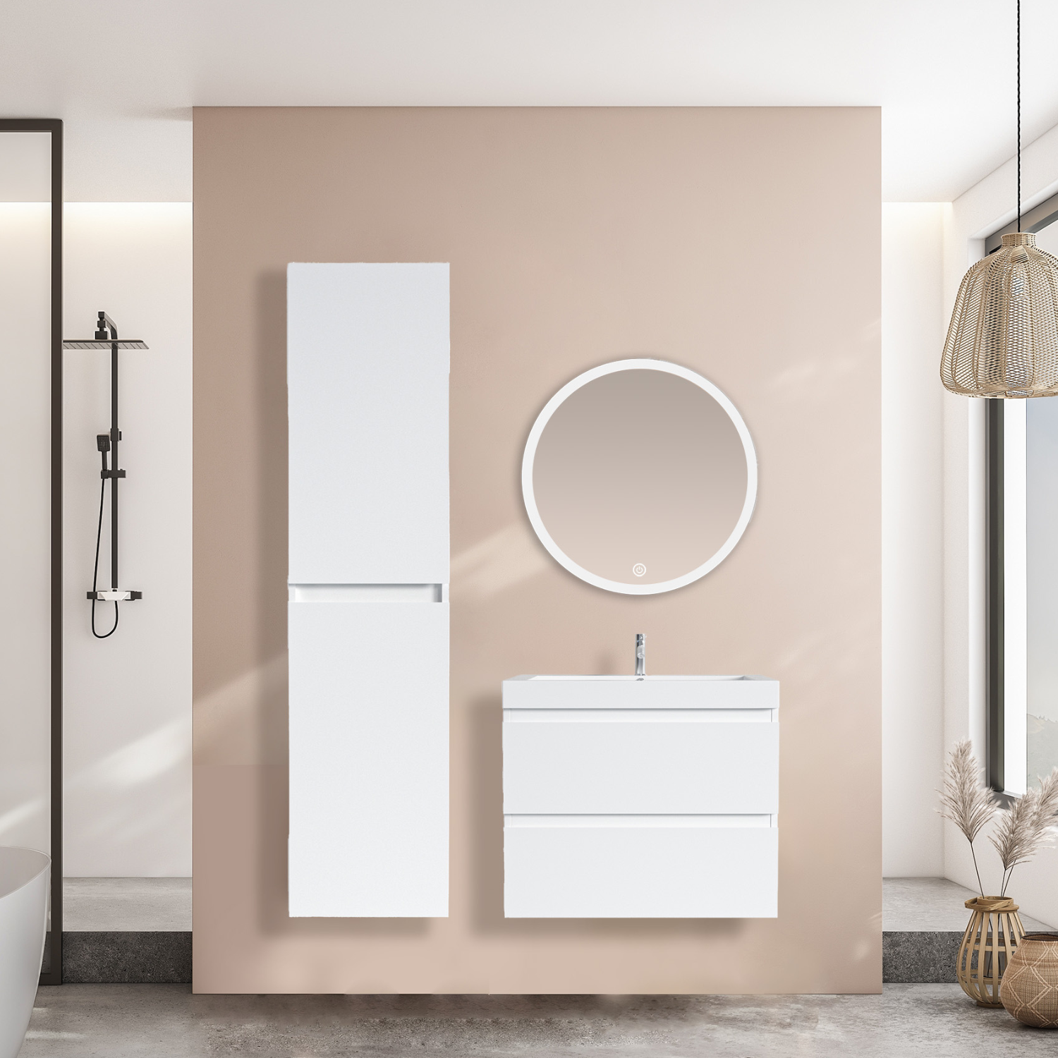 Ensemble meuble vasque AVALON 60 cm - Blanc Brillant