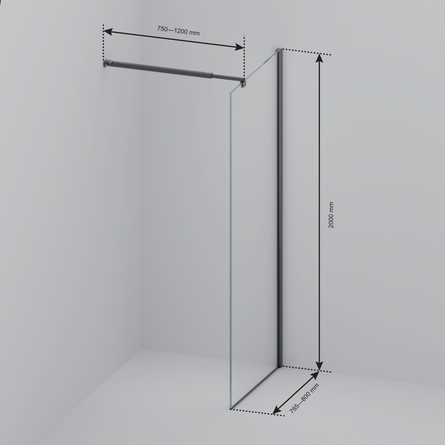 Inloopdouche Lima 80 x 200 cm - Zwart - Nano Coating - lomazoo.com