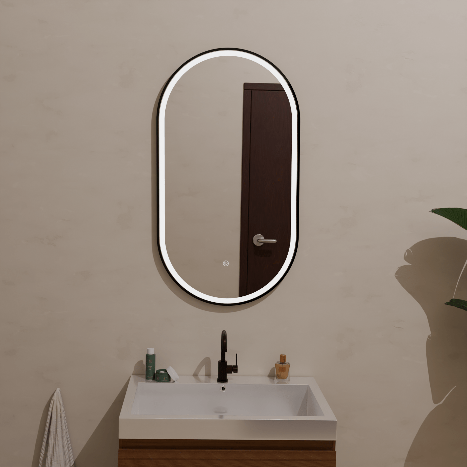 ovale-badkamerspiegel-90x50cm-zwart-led-anticondens