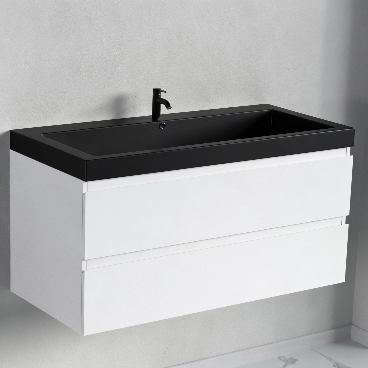 MONACO Blanc brillant - Lavabo noir - 100 cm