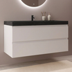 MONACO Blanc brillant - Lavabo noir - 100 cm