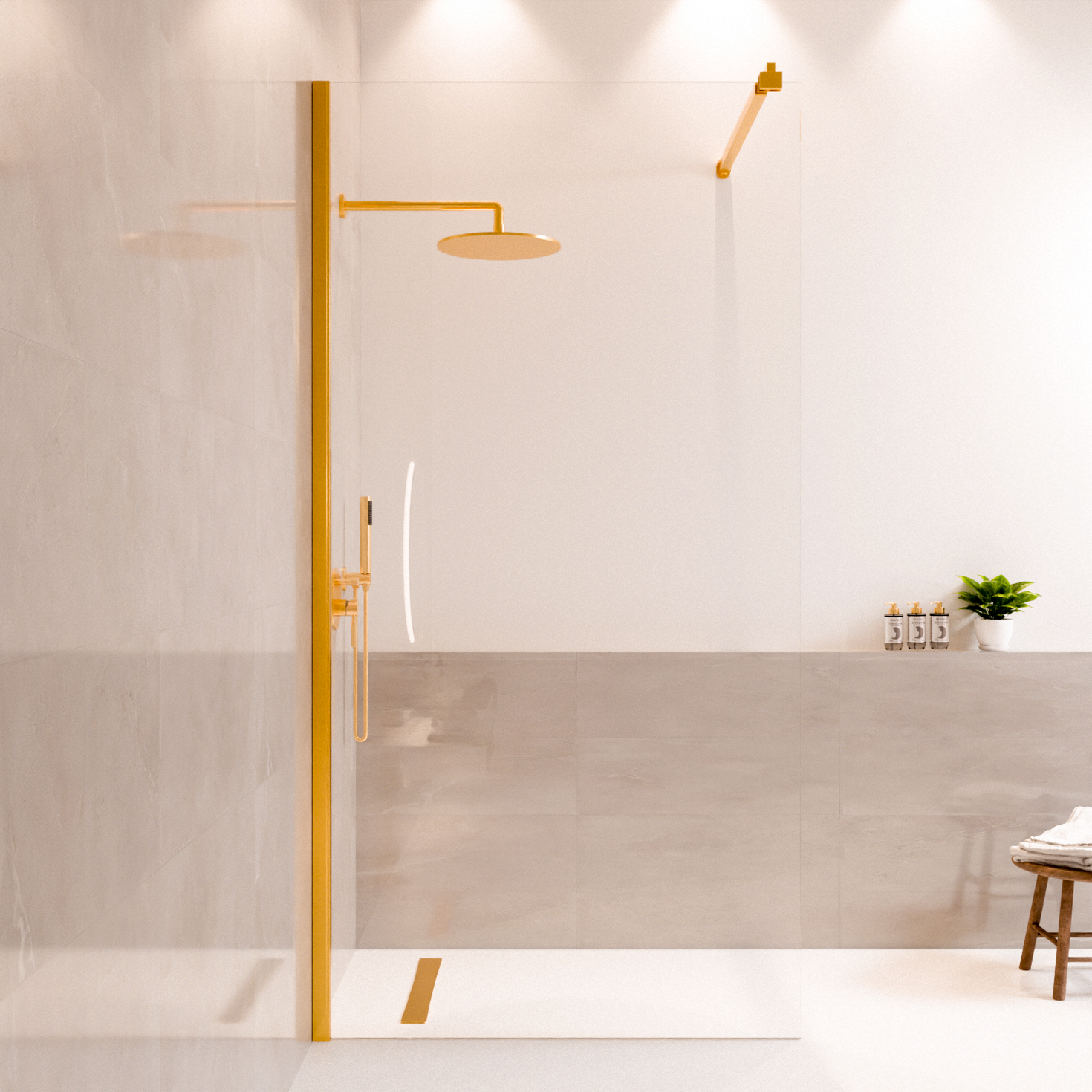 Paroi de douche Lima 100 x 200 cm – Or brillant – Revêtement Nano