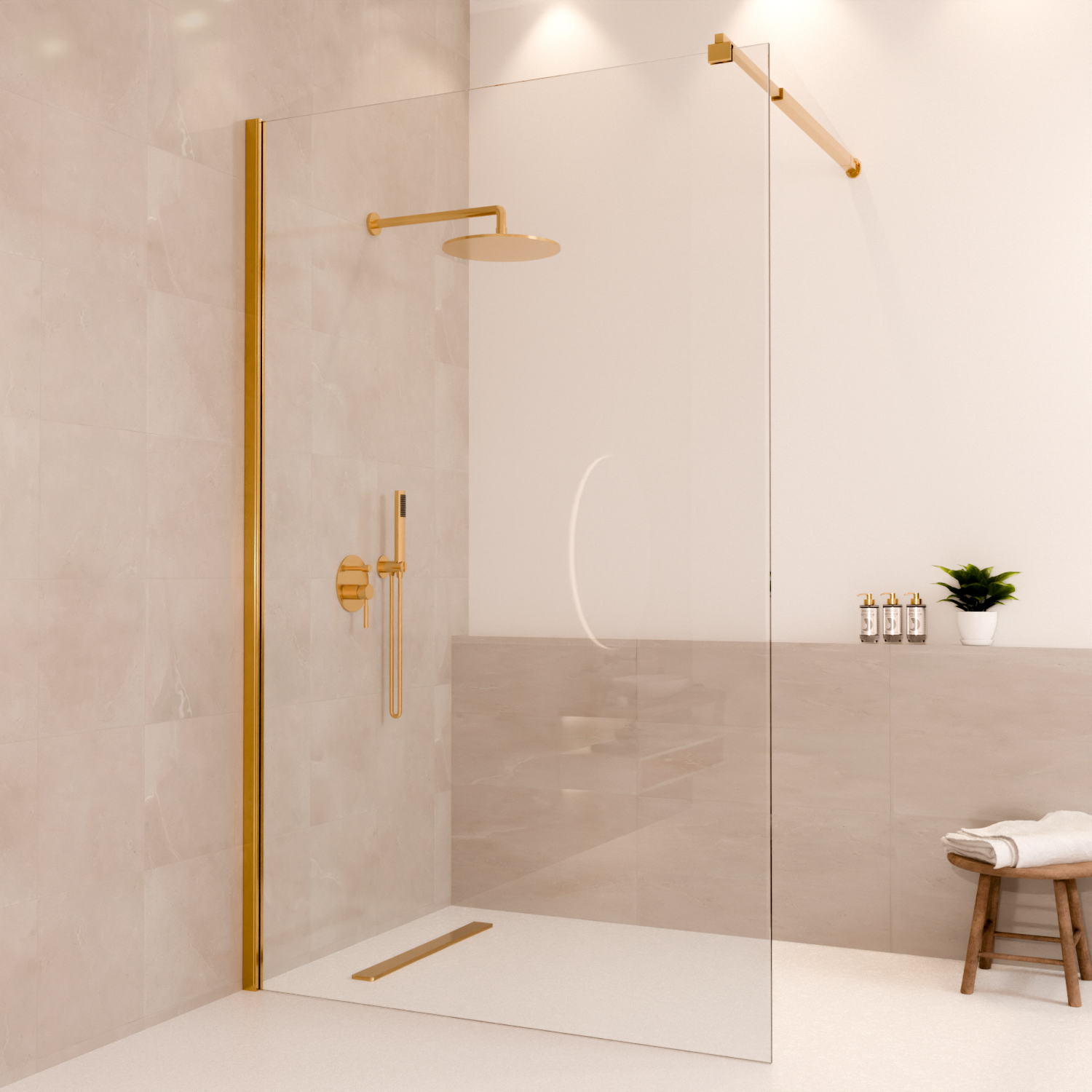 Douchewand  Lima 120 x 200 cm - Glanzend Goud - Nano Coating