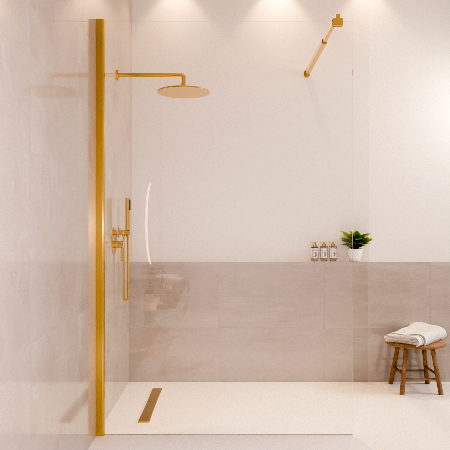 Douchewand  Lima 120 x 200 cm - Glanzend Goud - Nano Coating
