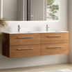 VALENO Chêne chaud - Lavabo blanc - 140 cm