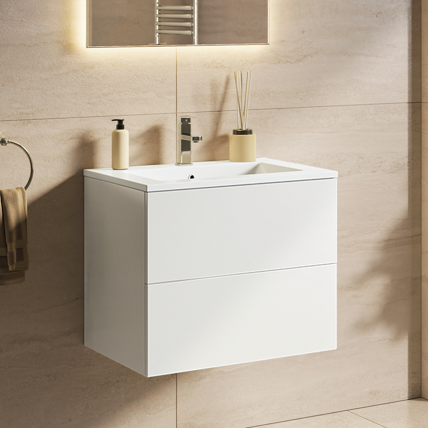 NINEO Blanc brillant - Lavabo blanc - 60 cm