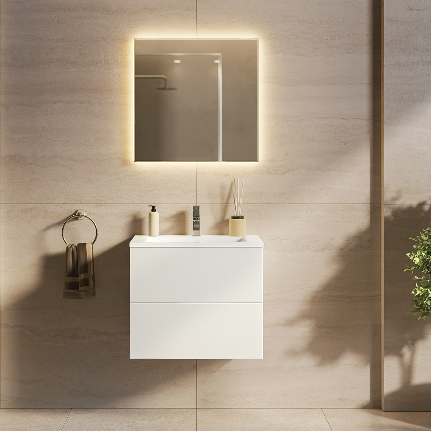 NINEO Blanc brillant - Lavabo blanc - 60 cm