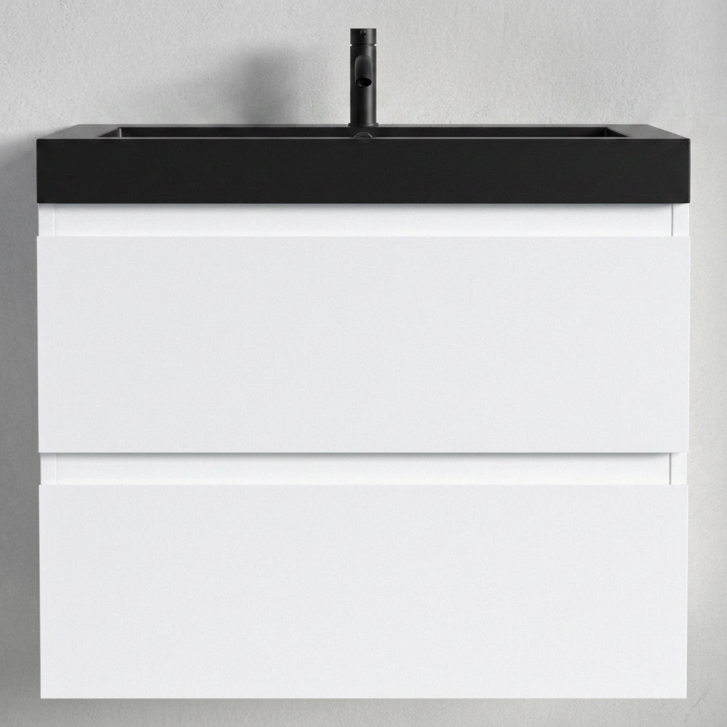 MONACO Blanc brillant - Lavabo noir - 60 cm