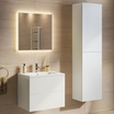 Ensemble de meubles de salle de bain NUVANO 60 cm – avec colonne de rangement – blanc brillant – vasque blanche
