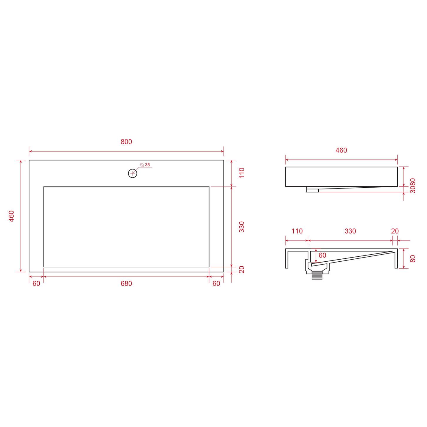 ZARIVO Warm Eiken - Wastafel Wit - 80cm - lomazoo.com