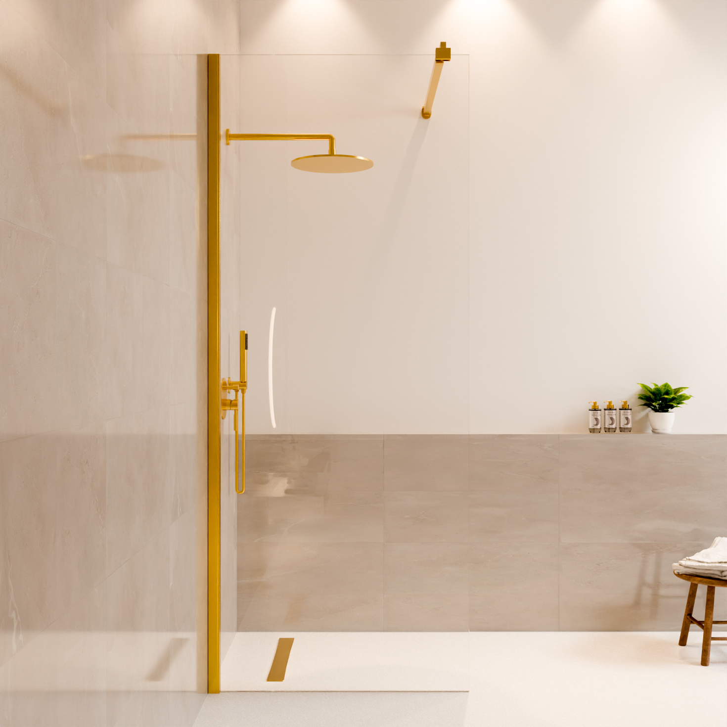 Paroi de douche Lima 80 x 200 cm – Or brillant – Revêtement Nano