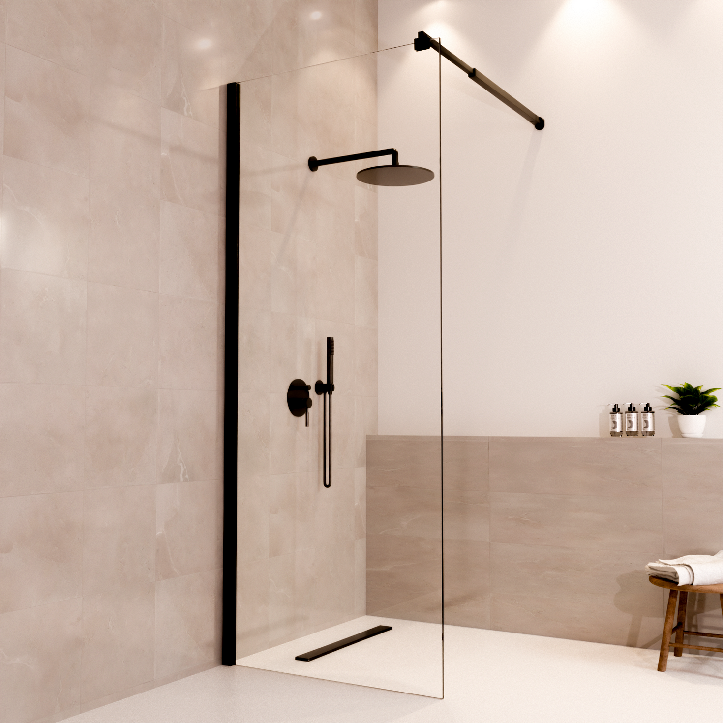 Paroi de douche Lima 80 x 200 cm – Noir – Revêtement Nano