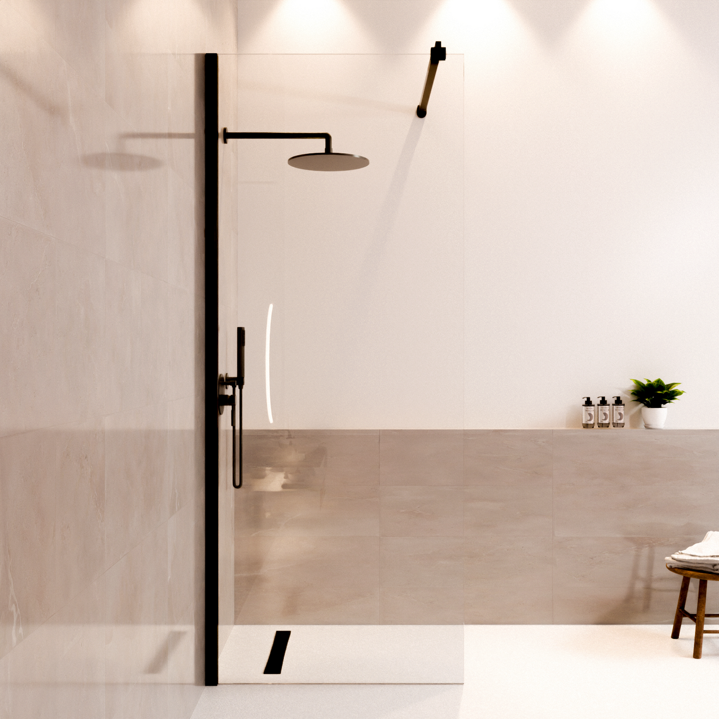 Paroi de douche Lima 80 x 200 cm – Noir – Revêtement Nano