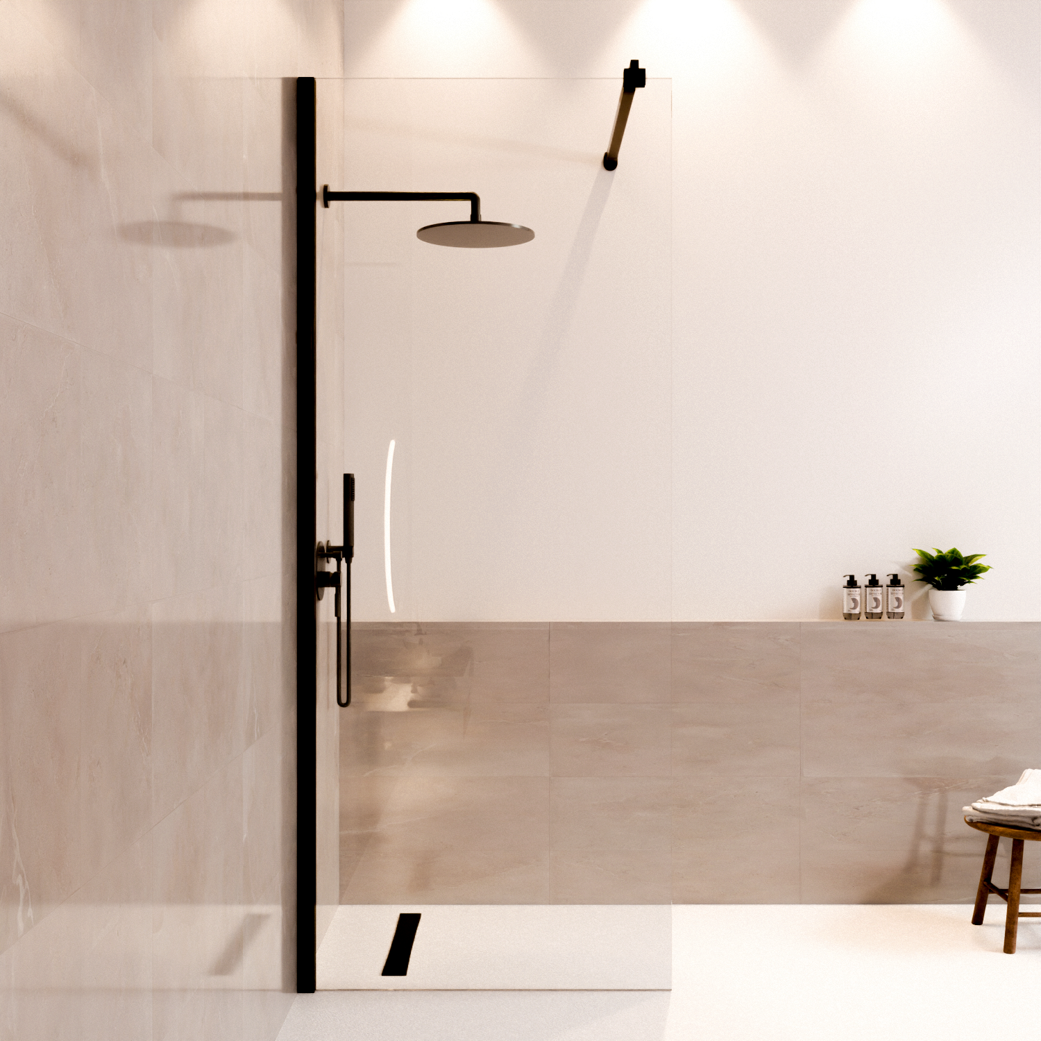 Douchewand Lima 80 x 200 cm - Zwart - Nano Coating