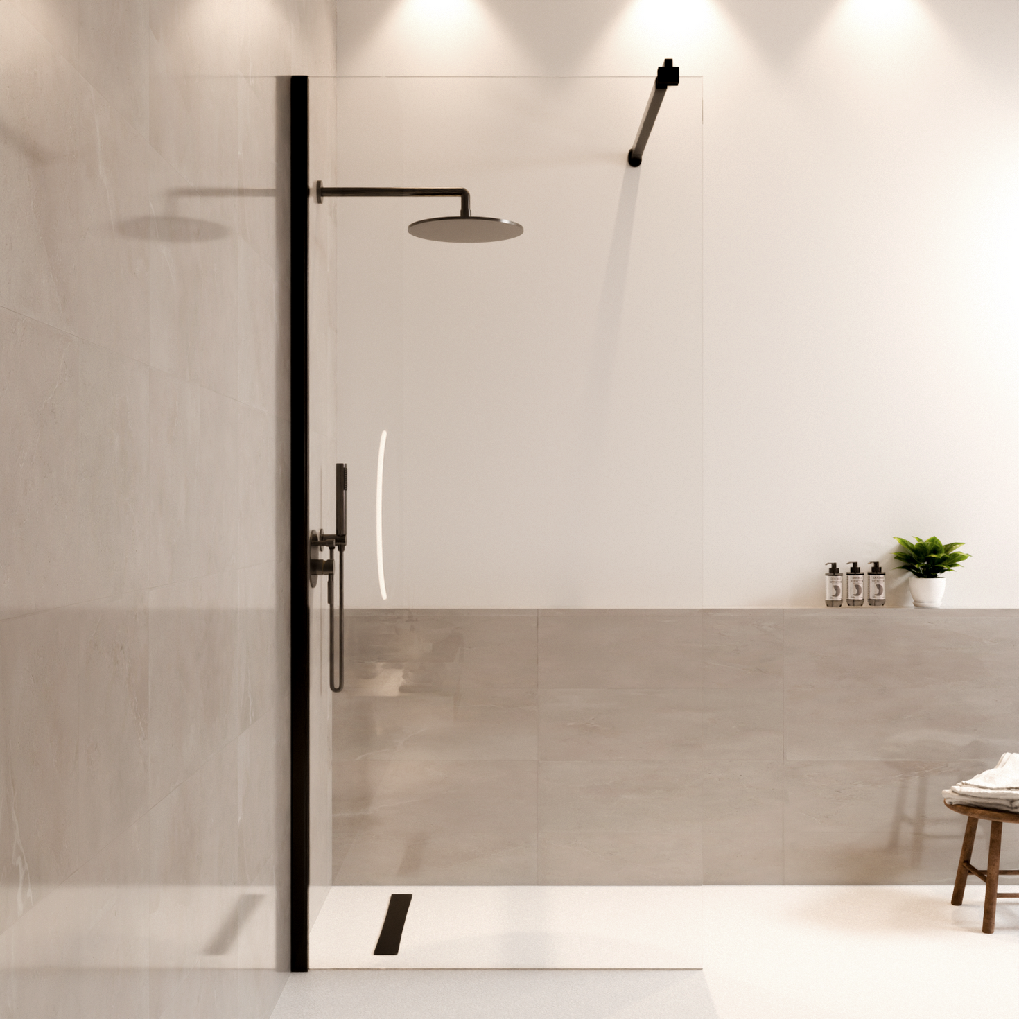 Paroi de douche Lima 90 x 200 cm – Noir – Revêtement Nano