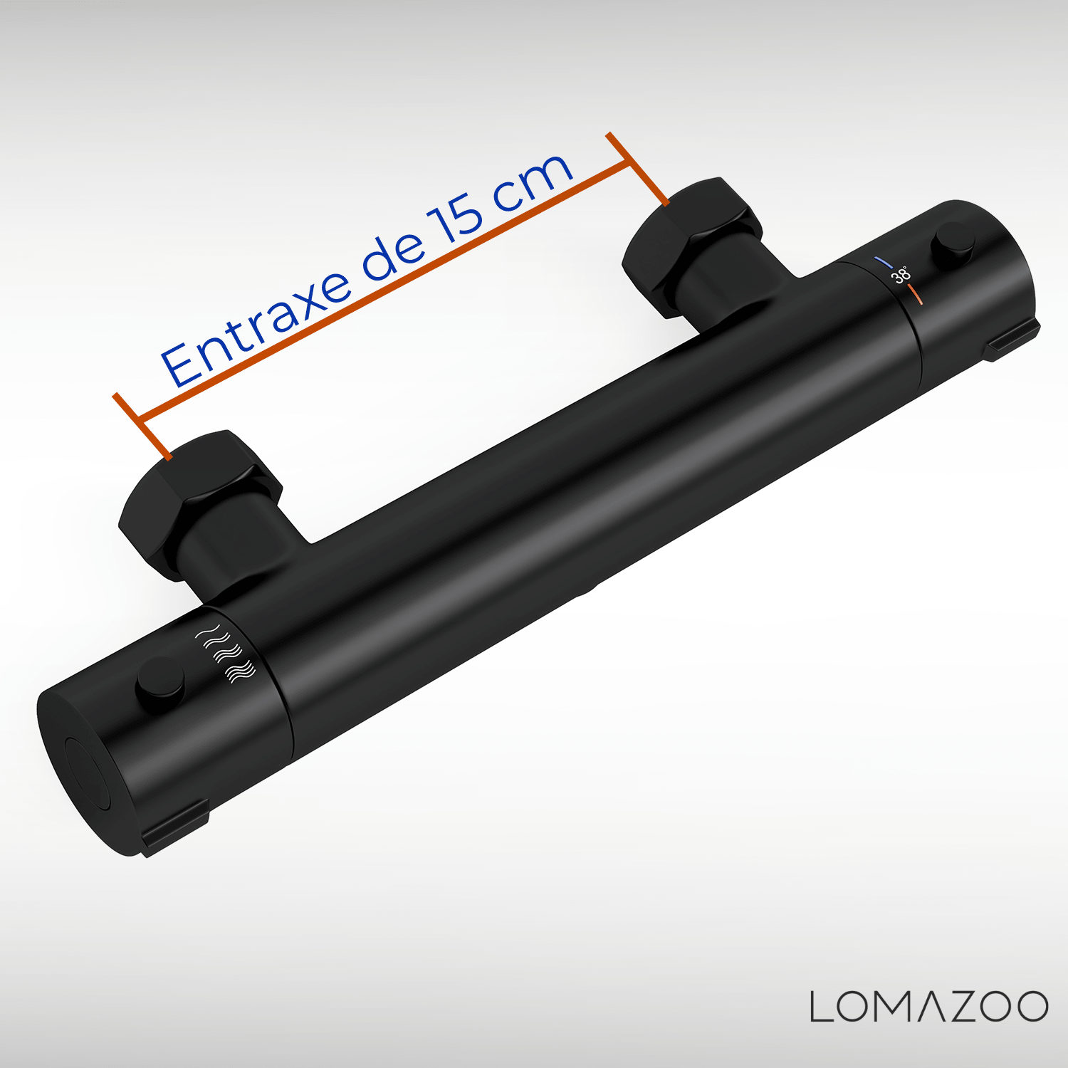 Thermostatische douchekraan Mat Zwart - 15cm - lomazoo.com