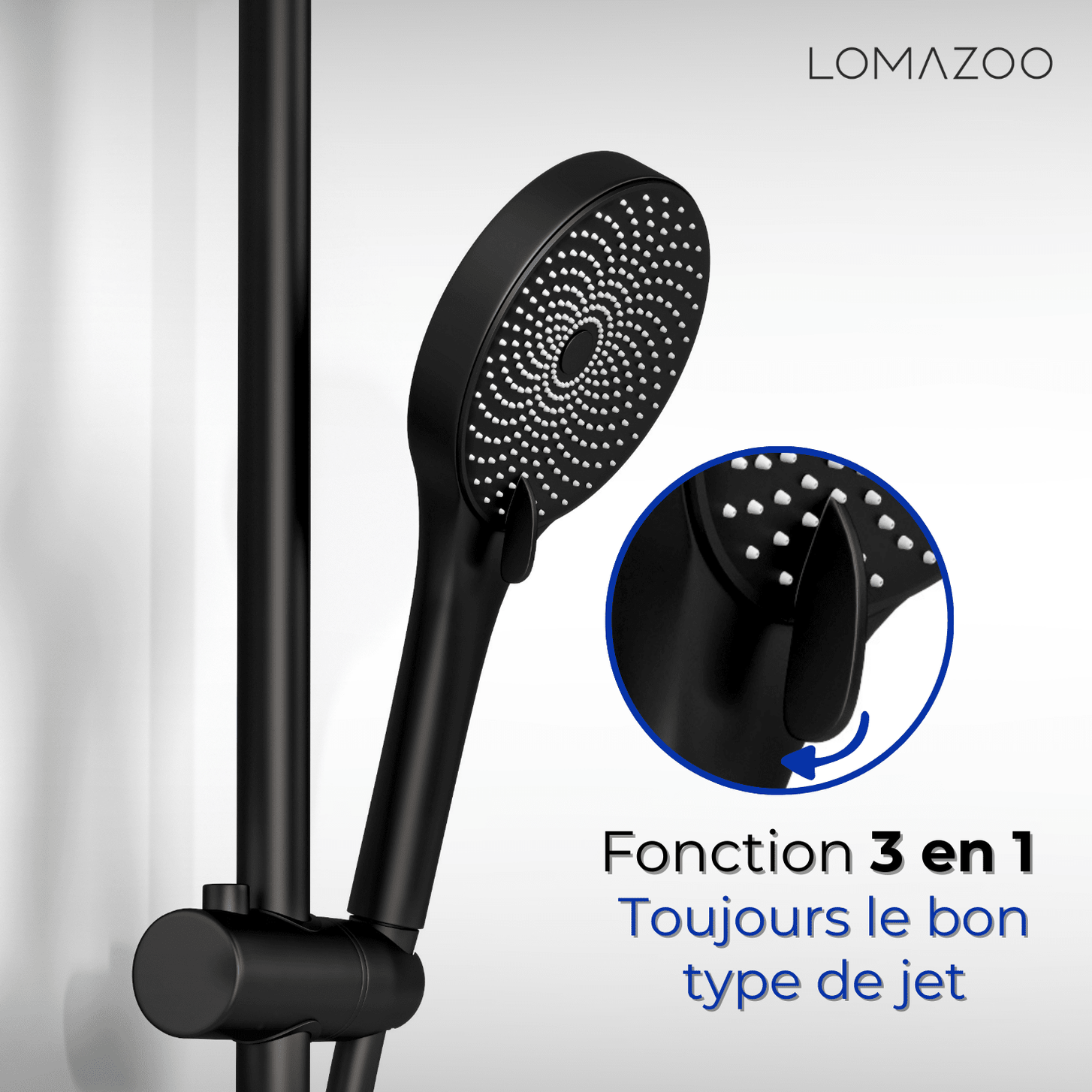 Handdouche Met Glijstang Zwart - lomazoo.com
