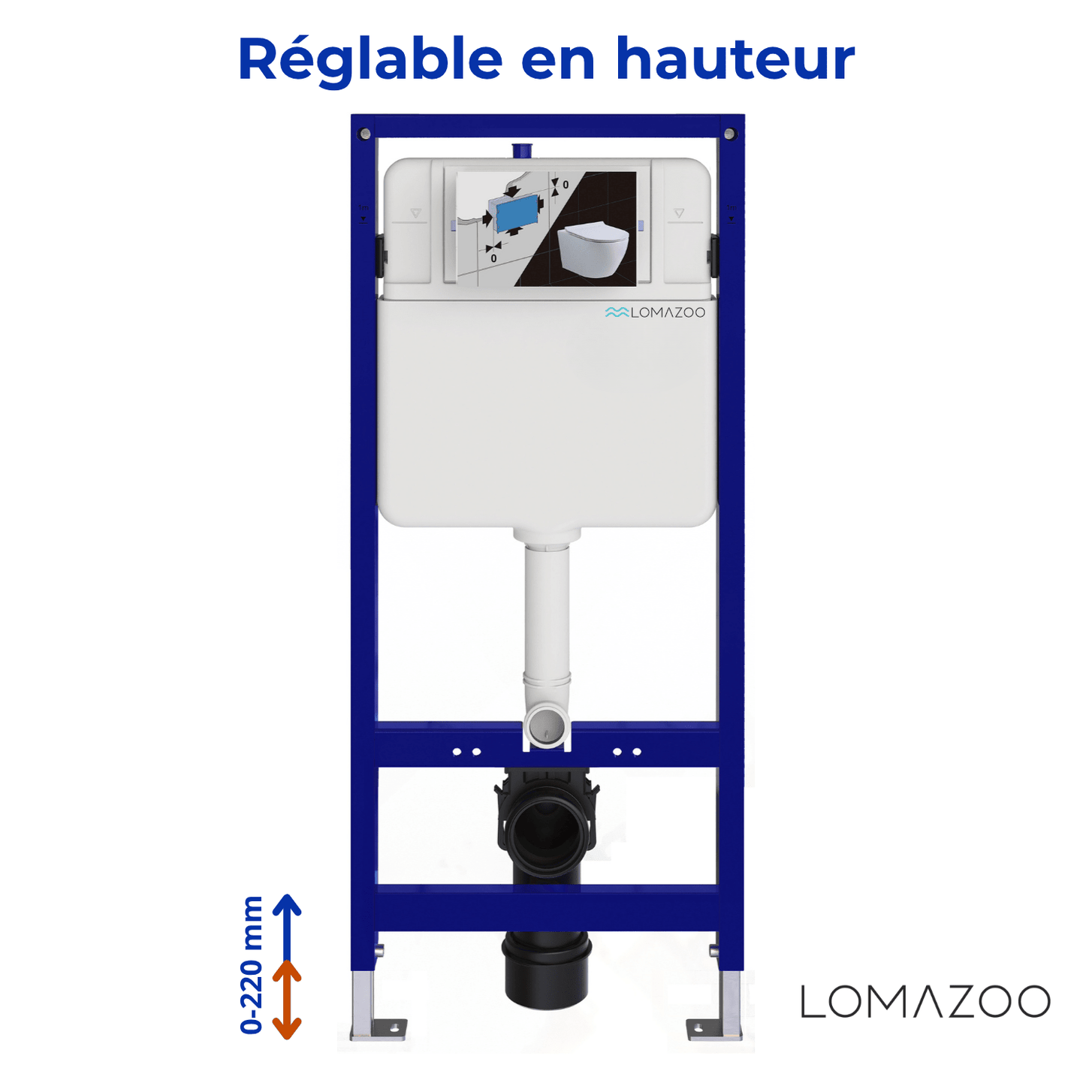 Hangtoilet met Inbouwreservoir - Vierkant Zwart - Drukplaat Vierkant Chroom - Linea - lomazoo.com