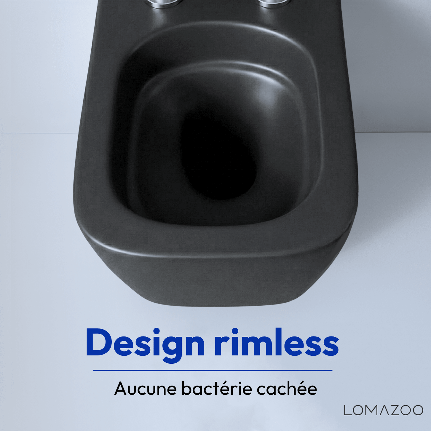 Hangtoilet met Inbouwreservoir - Vierkant Zwart - Drukplaat Rond Goud - Linea - lomazoo.com