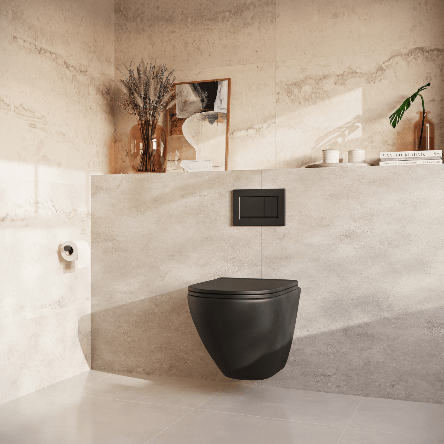 LINEA Hangend Toilet - Zwart - Rond - lomazoo.com