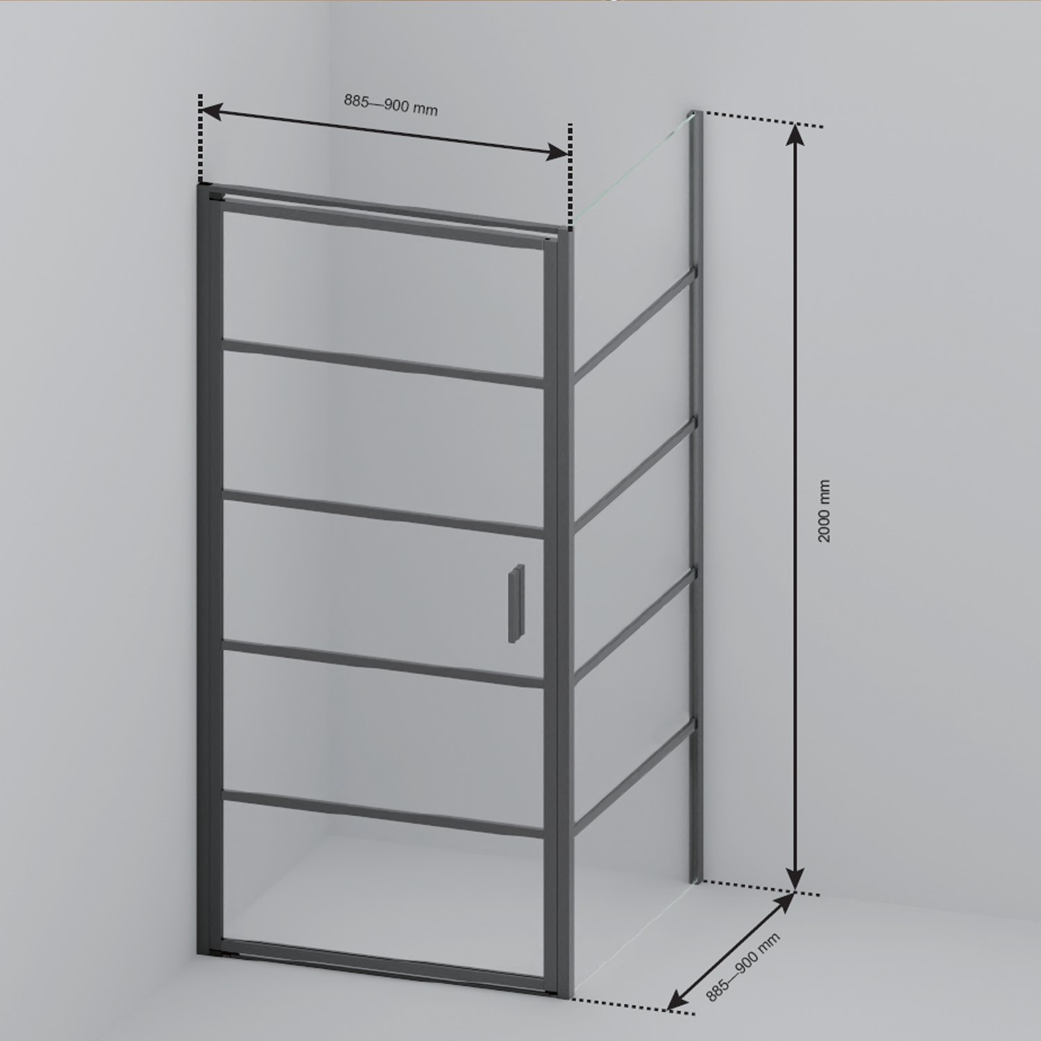 Douchecabine Cartagena 90 x 90 x 200 cm - Glanzend Goud - Met Strepen - Nano Coating