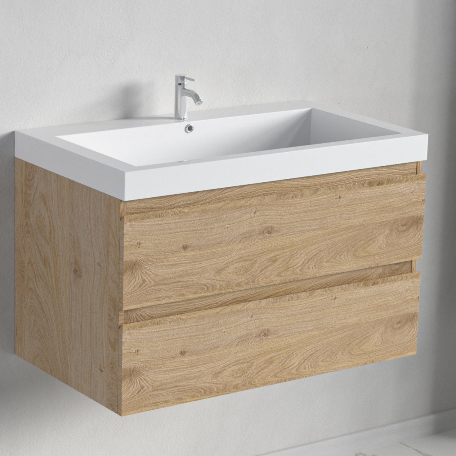 Badmeubelset AVALON 80 cm - Met Kolomkast - Licht Eiken - lomazoo.com