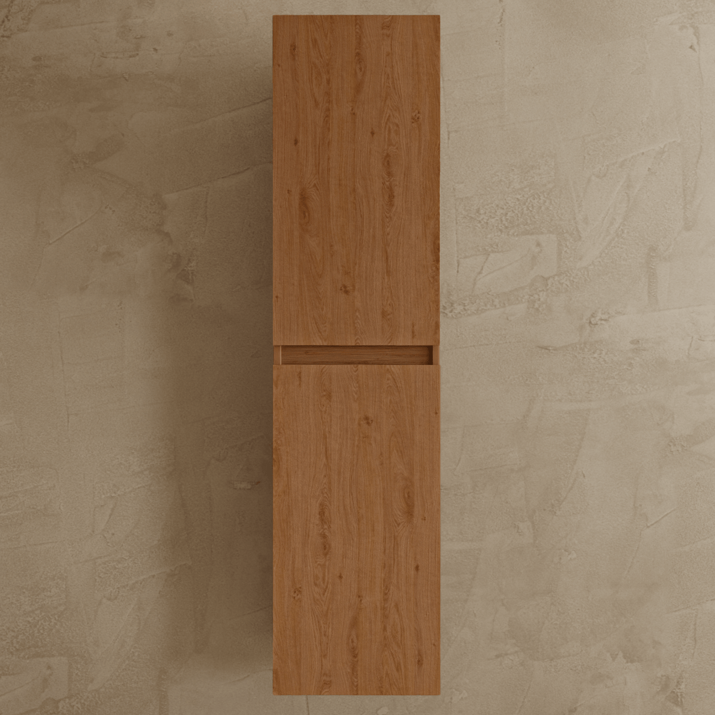 Badmeubelset VERONA 100 cm - Met Kolomkast - Warm Eiken - Wastafel Wit - lomazoo.com