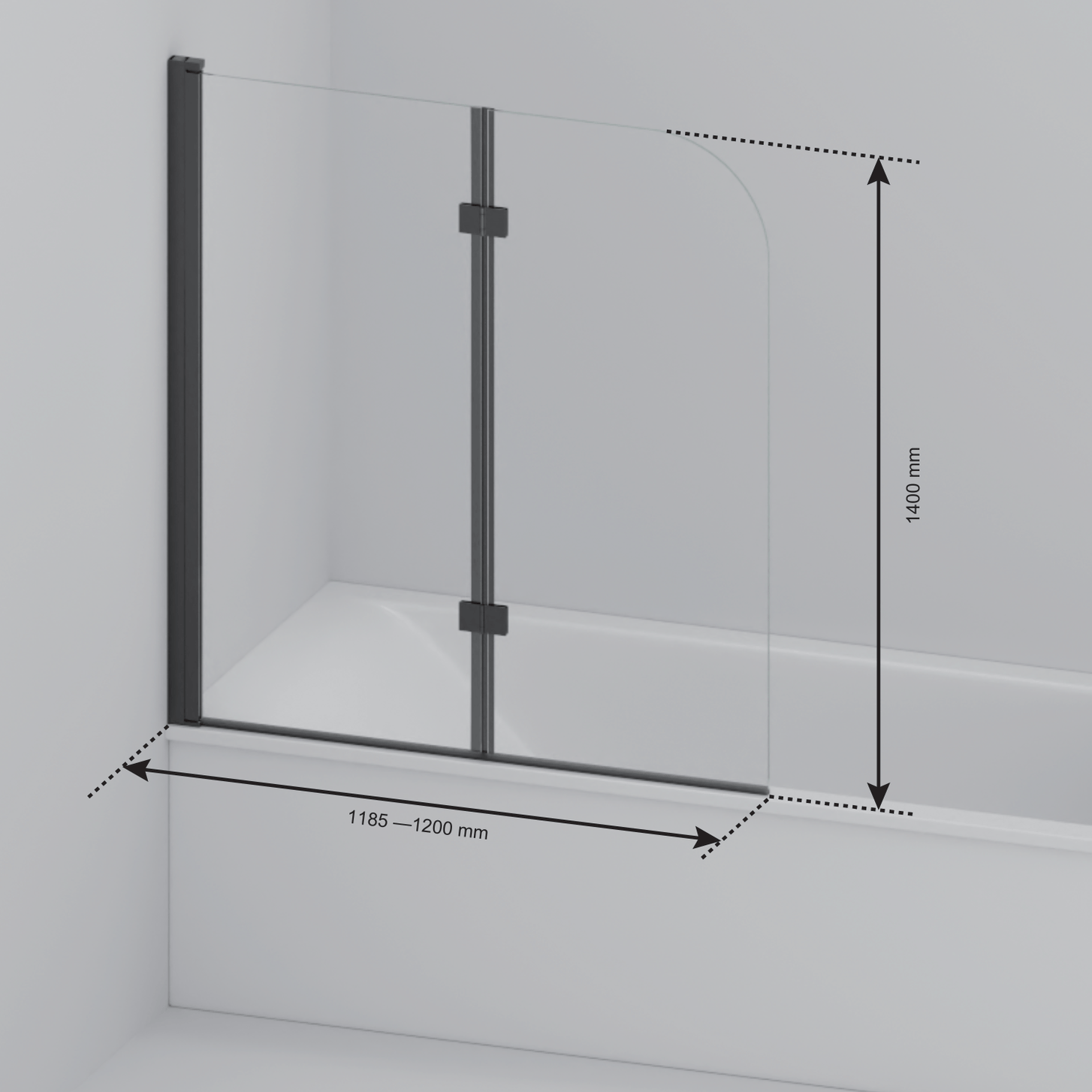 Badwand Caracas 120 x 140 cm - Zwart - Nano Coating - lomazoo.com