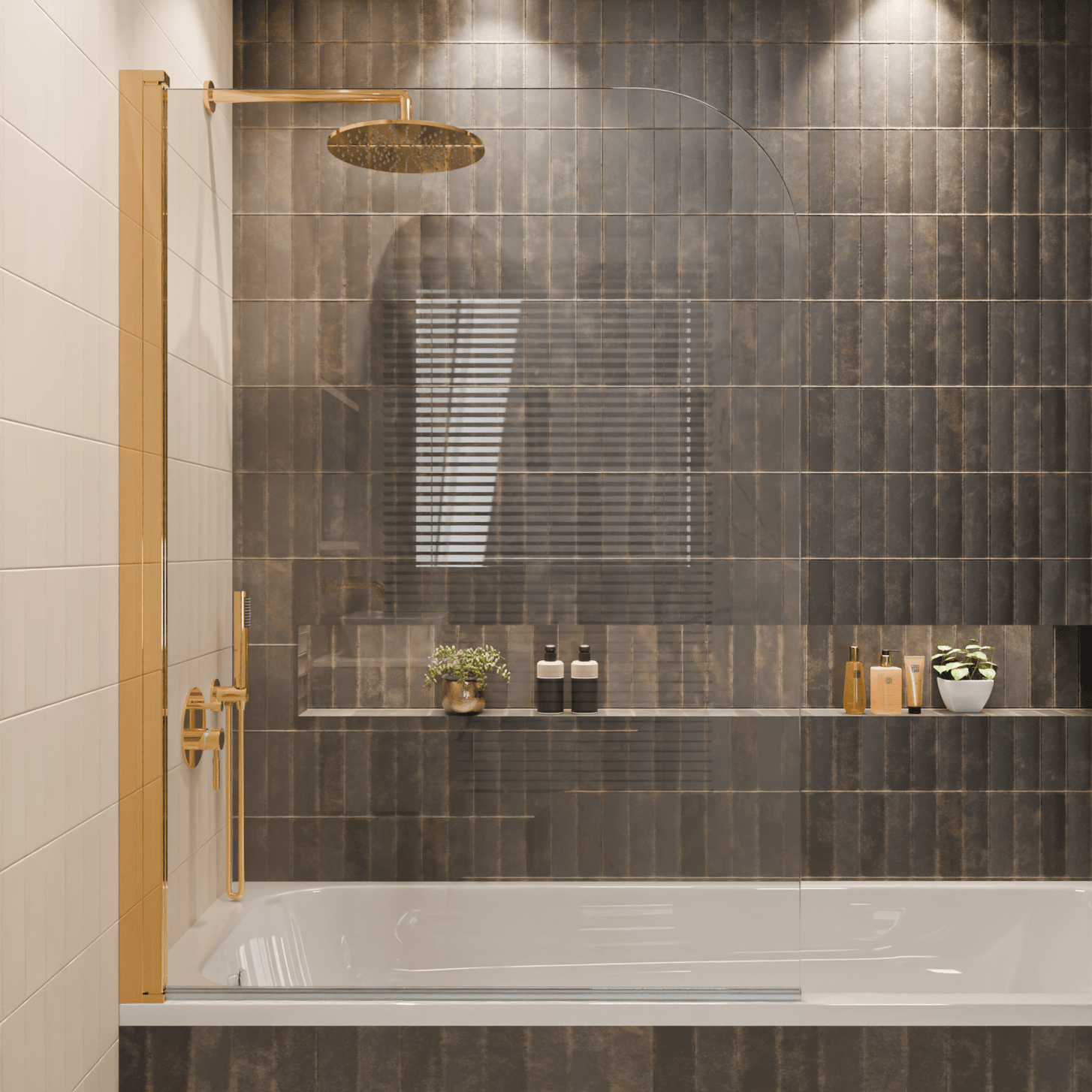 Badwand Palmas 100 x 140 cm - Glanzend Goud - Nano Coating - lomazoo.com