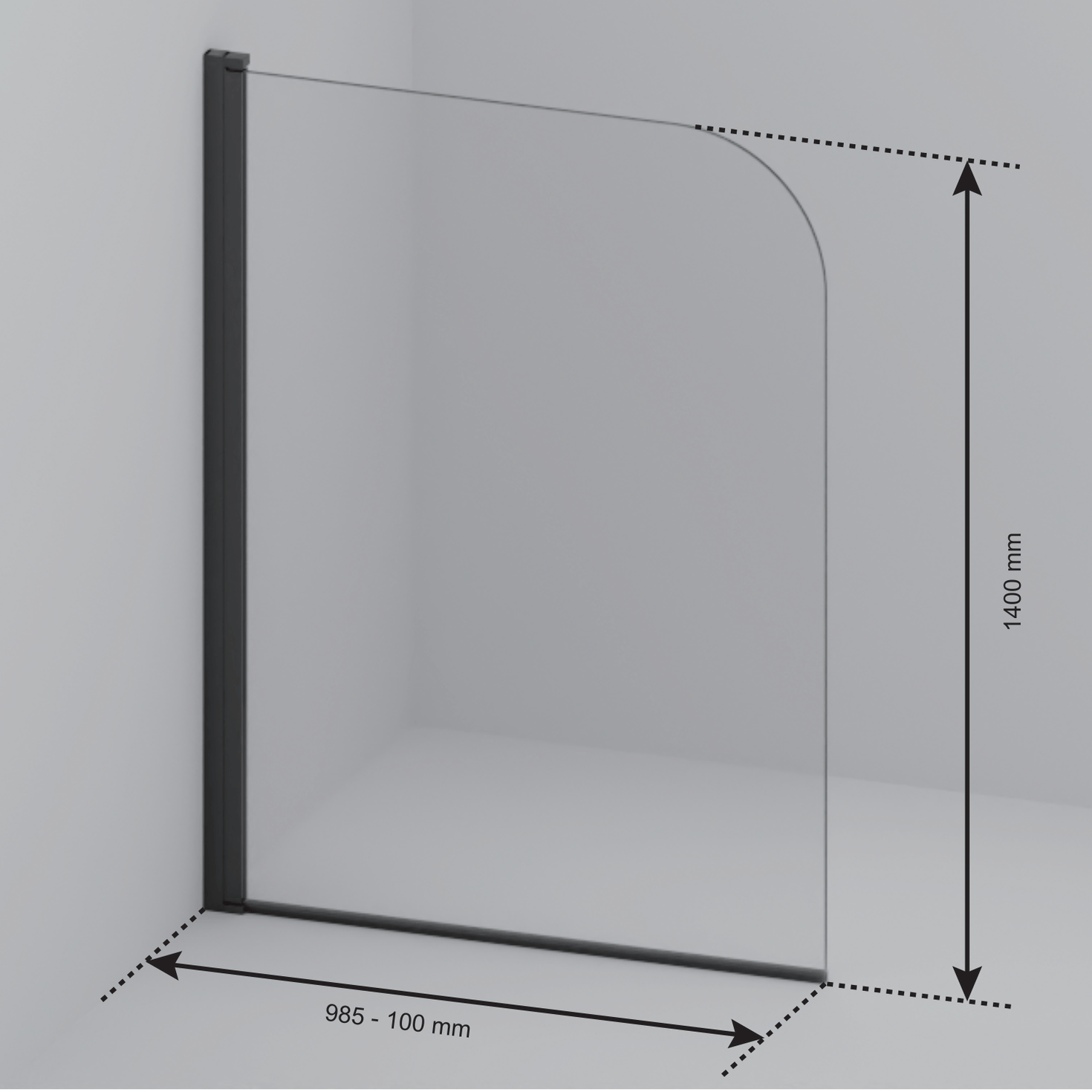 Badwand Palmas 100 x 140 cm - Zwart - Nano Coating - lomazoo.com