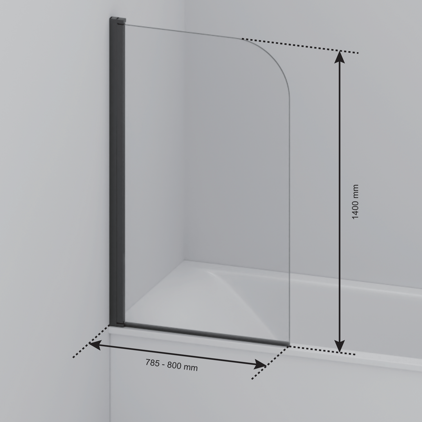 Badwand Palmas 80 x 140 cm - Zwart - Nano Coating - lomazoo.com