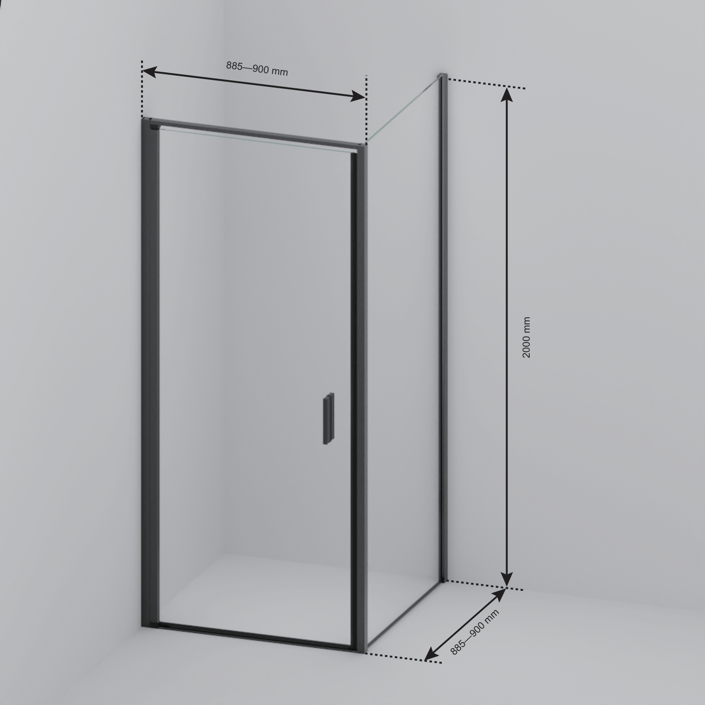 Douchecabine Bogota 90 x 90 x 200 cm - Chroom - Nano Coating - lomazoo.com