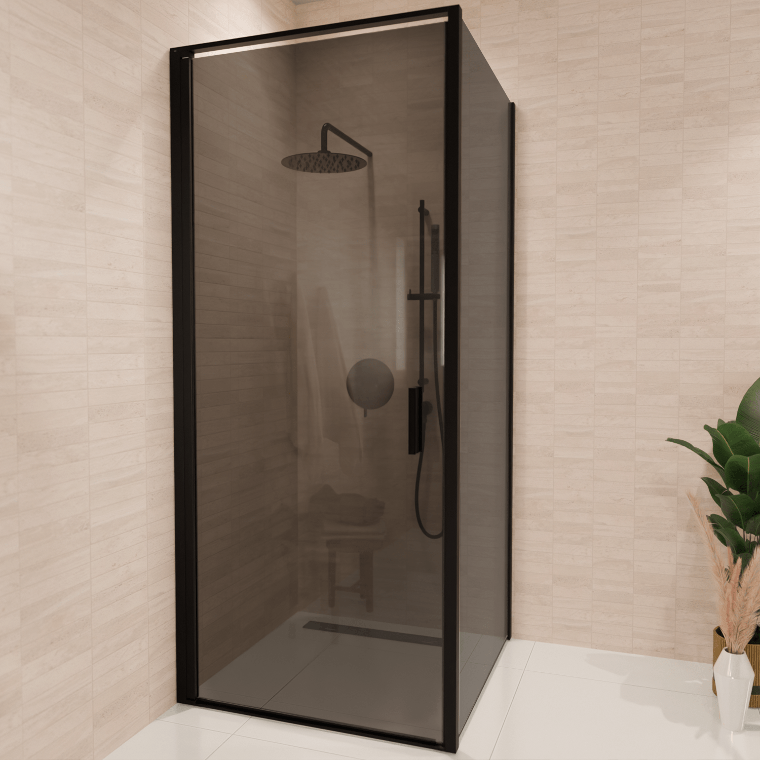 Douchecabine Bogota 90 x 90 x 200 cm - Zwart - Rookglas Nano Coating - lomazoo.com