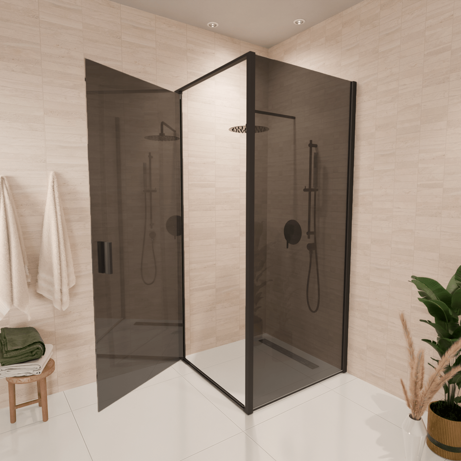 Douchecabine Bogota 90 x 90 x 200 cm - Zwart - Rookglas Nano Coating - lomazoo.com
