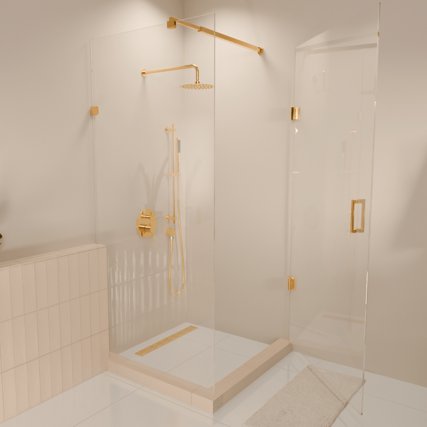Douchecabine Cali 90 x 90 x 200 cm - Glanzend Goud - Nano Coating - Draaideur - lomazoo.com