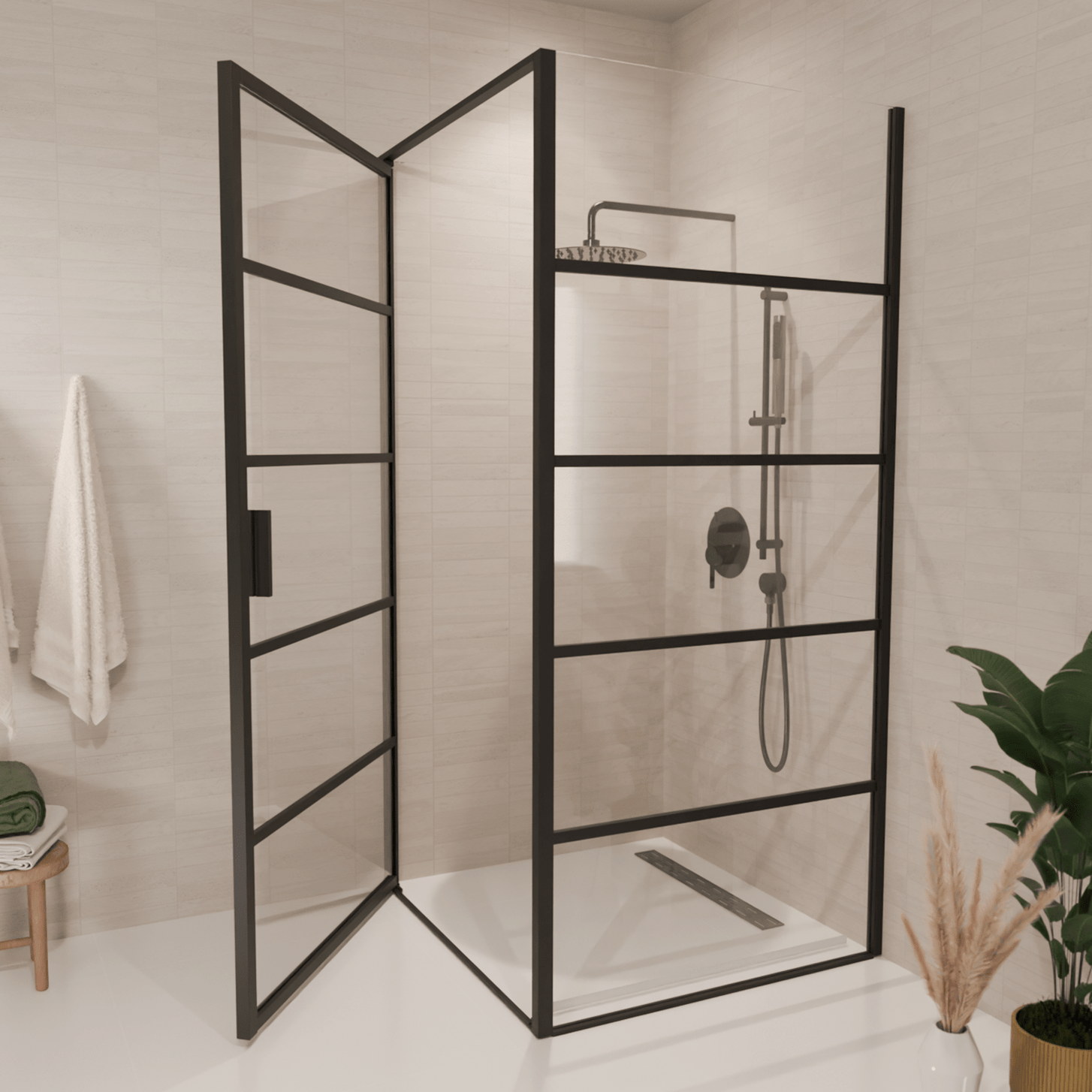 Douchecabine Cartagena 90 x 90 x 200 cm - Zwart - Met Strepen - Nano Coating - lomazoo.com