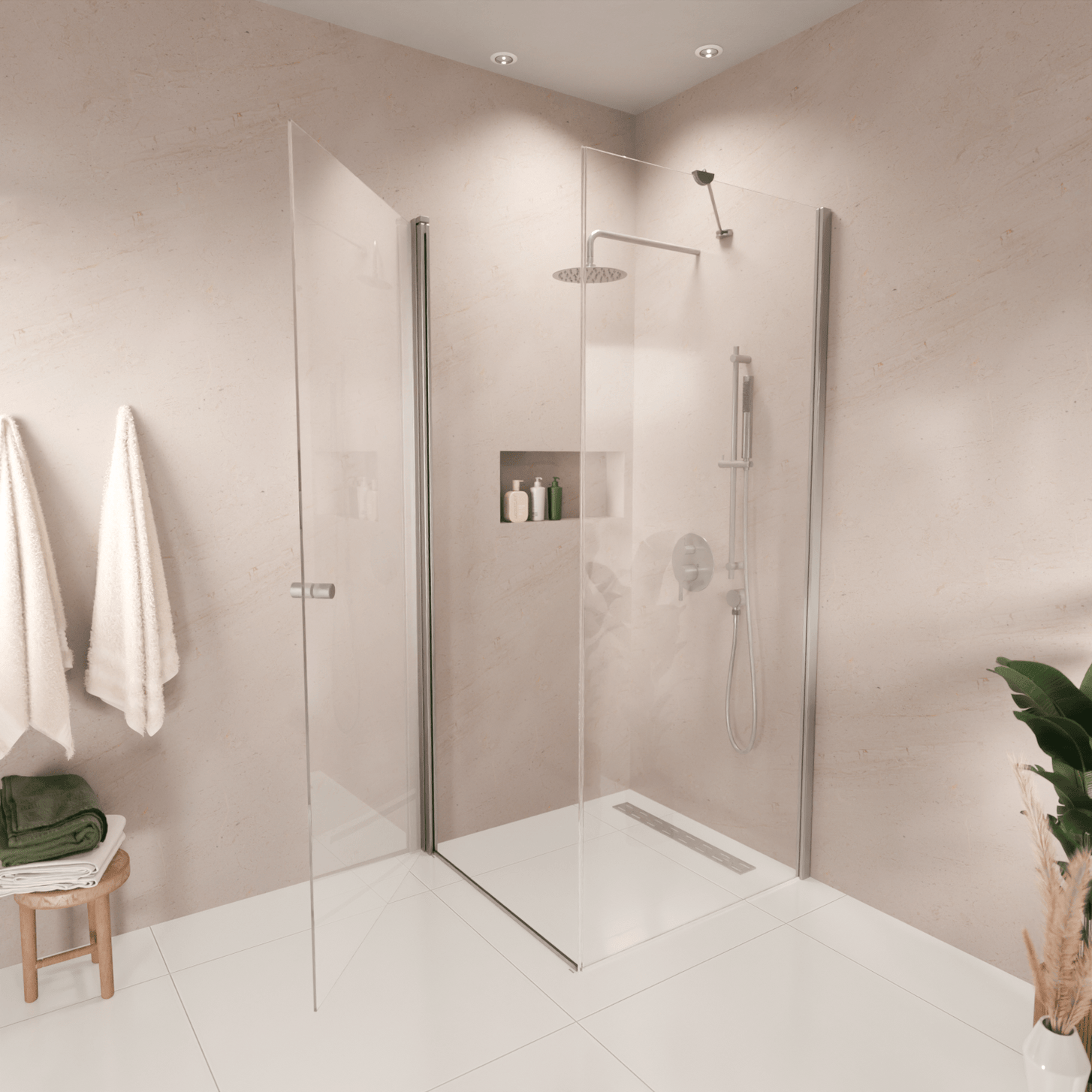 Douchecabine Medellin 90 x 90 x 200 cm - Chroom - Nano Coating - Draaideur - lomazoo.com